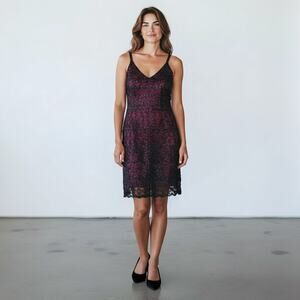 Niteline Black Red Overlay Lace Beaded Sleeveless Sheath Cocktail Dress Size 10